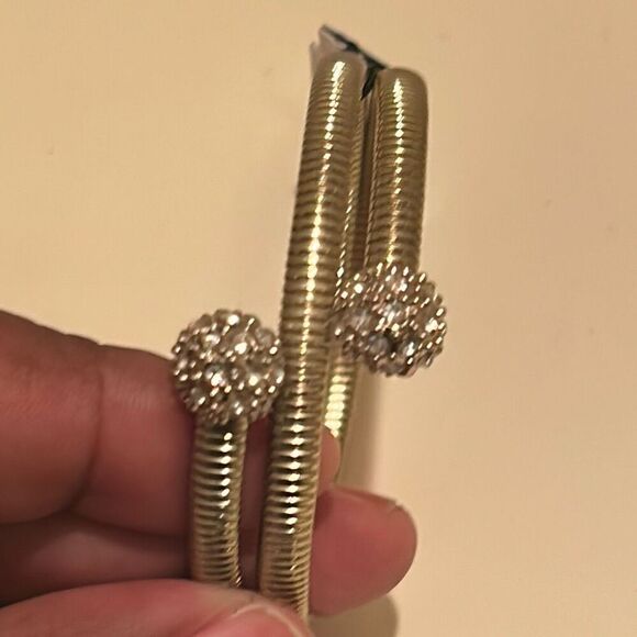 Thalia Sodi Gold Plated 14” Adjustable Wrap Bracelet With Rhinestones Classy NWT - Picture 5 of 8